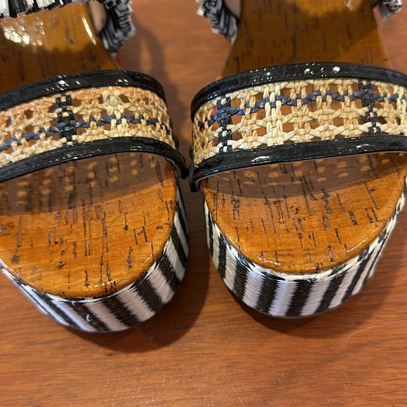 Coach raffia-adorned platform Nita Sandal mixed media like new! - Picture 11 of 12